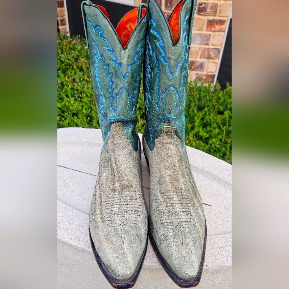 Lucchese Green Elephant Cowboy Boots 13D